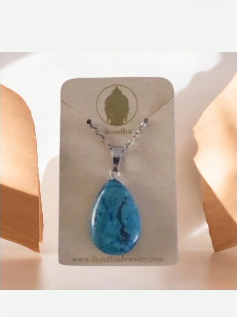 Bondhu Blue Jasper Teardrop Sterling Silver Necklace
